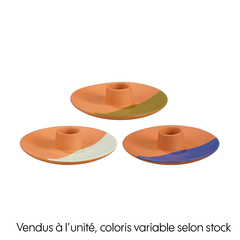 Bougeoir en terre cuite, plusieurs coloris disponibles - H.3xD.11cm