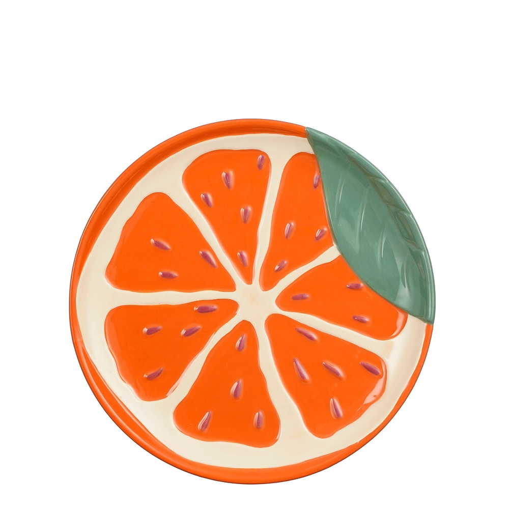 Assiette Fresh en grès, coloris orange - D.21cm