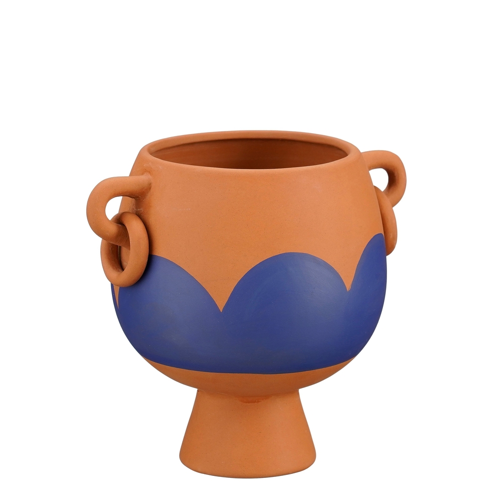 Pot Kenzo en terre cuite, coloris bleu - L.13,5xl.10xH.11,5cm