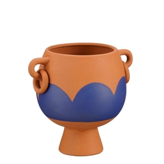 Pot Kenzo en terre cuite, coloris bleu - L.13,5xl.10xH.11,5cm