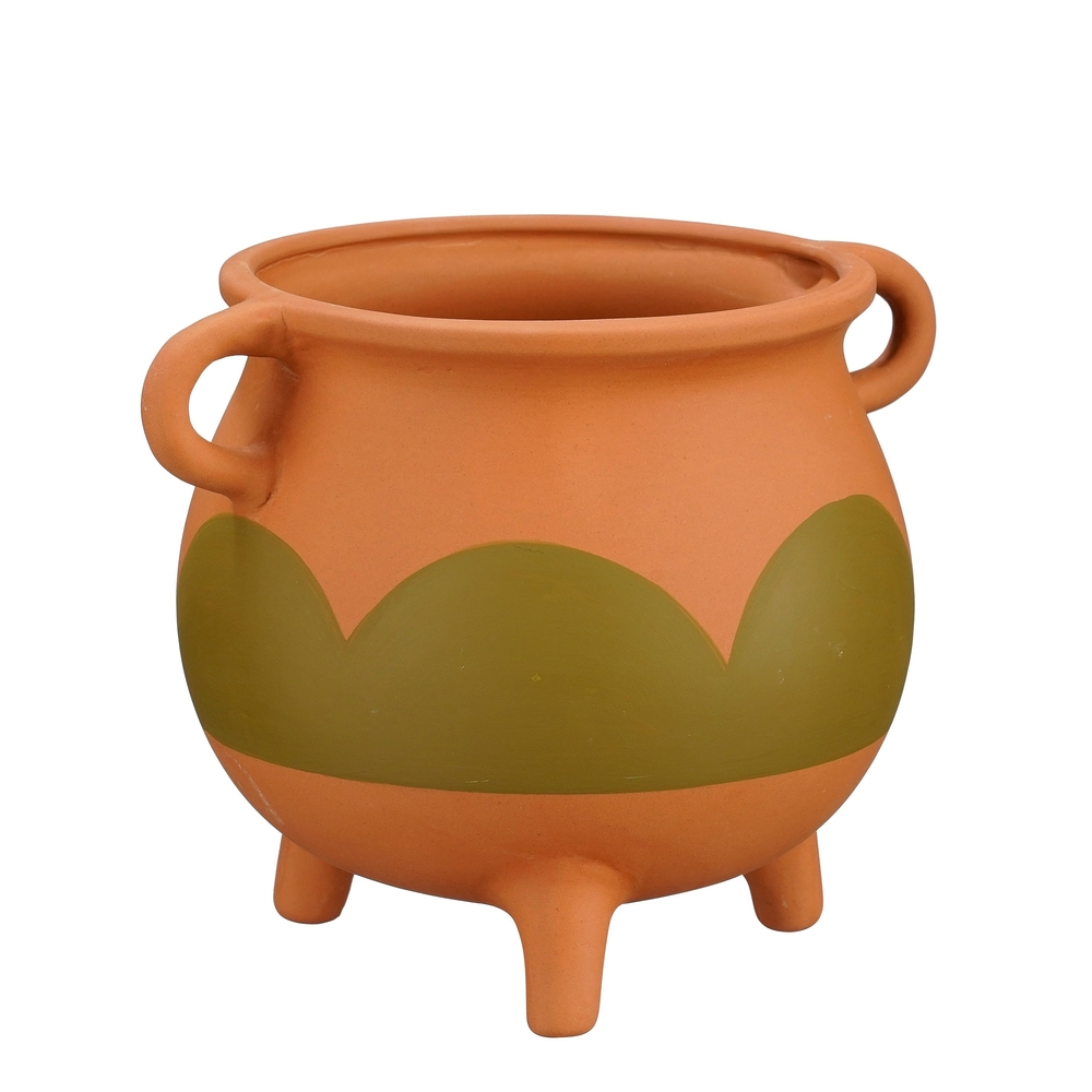 Pot Kenzo en terre cuite, coloris vert - L.18xl.13,5xH.13cm