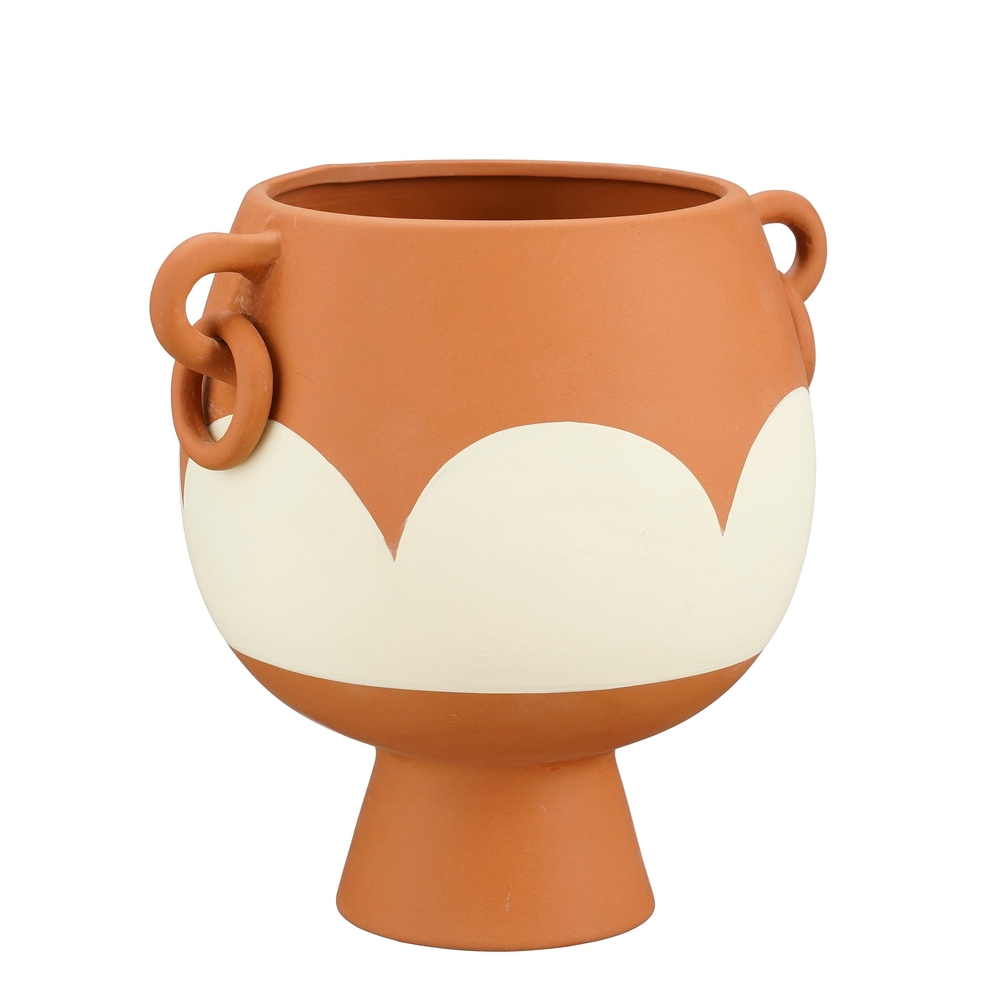 Pot Kenzo en terre cuite, coloris blanc - L.18,5xl.15xH.18cm