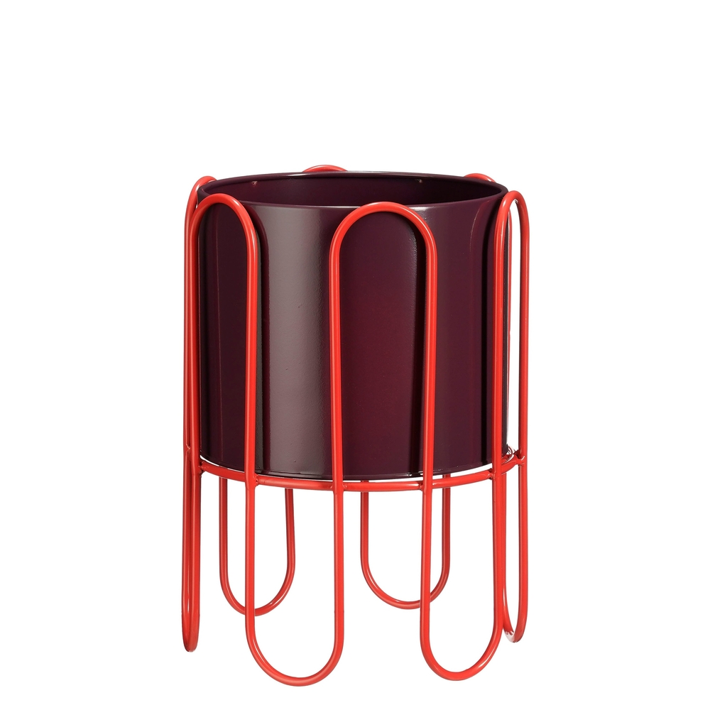 Pot Dione en fer, coloris rouge - H.35xD.25,5cm