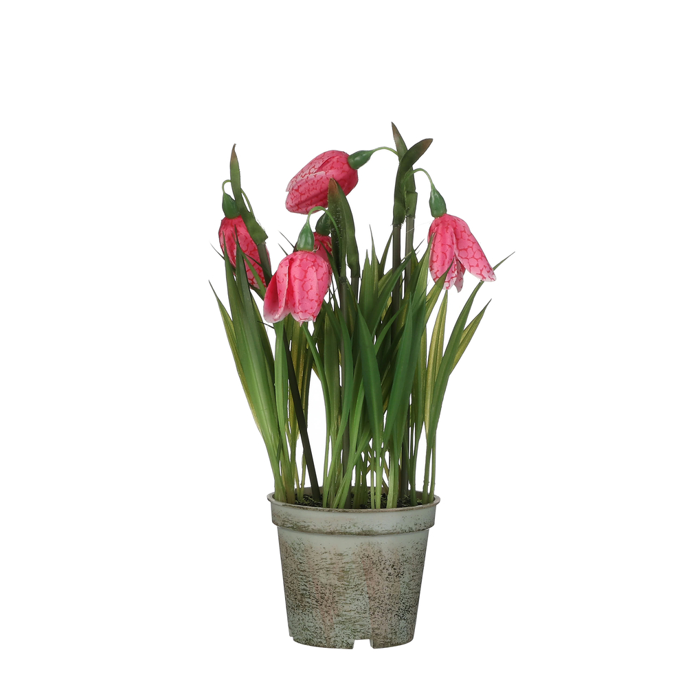 Plante artificielle, Fritillaire coloris rose - H23.D8,5cm
