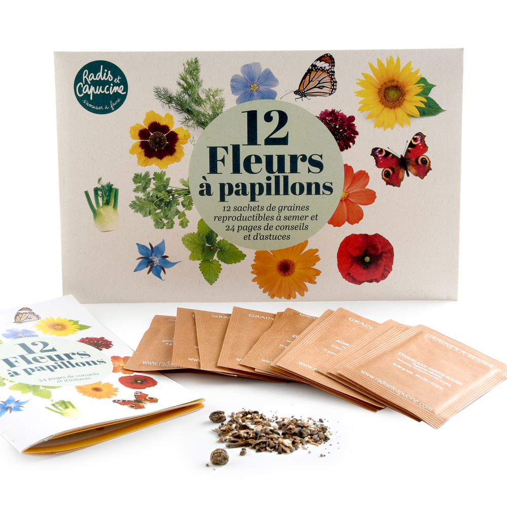 Enveloppe 12 sachets de graines, fleurs à papillons à semer