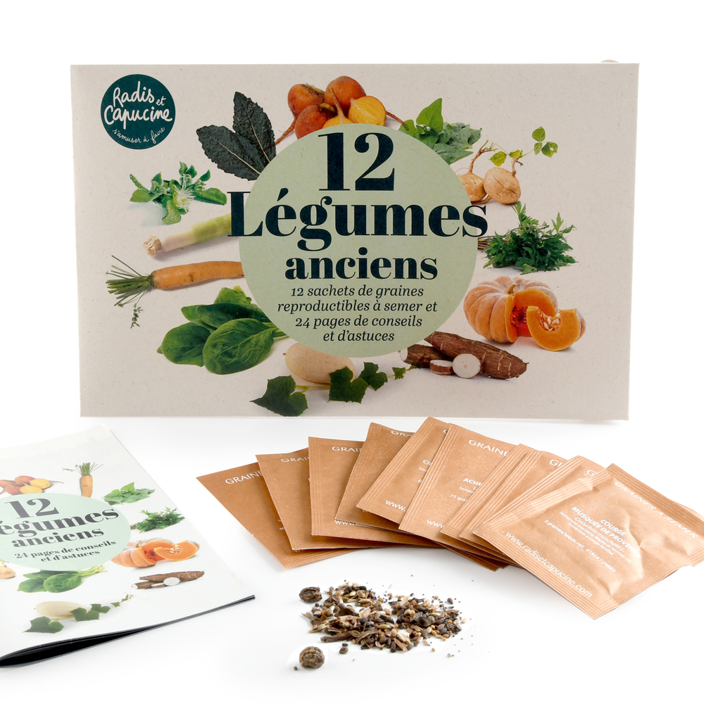 Enveloppe 12 sachets de graines, légumes anciens à semer