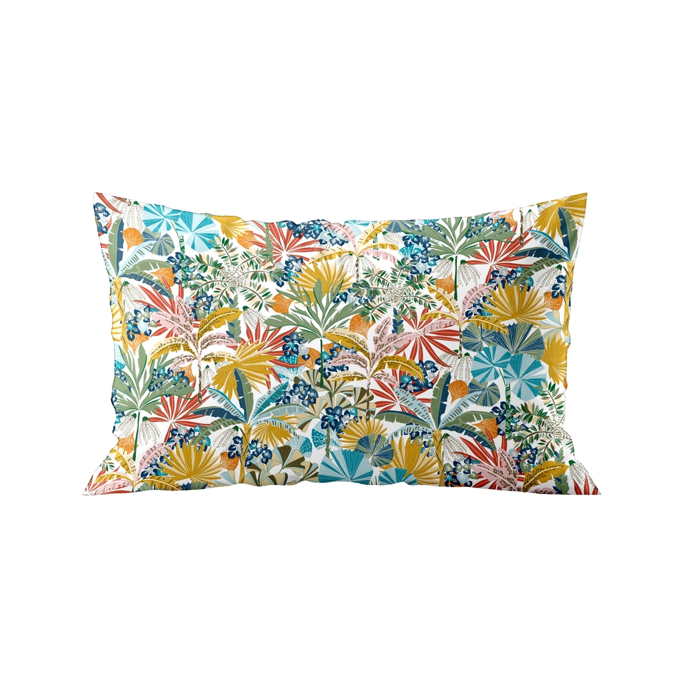 Coussin Magellan, motifs imprimés sur fond blanc - L.60xl.40cm