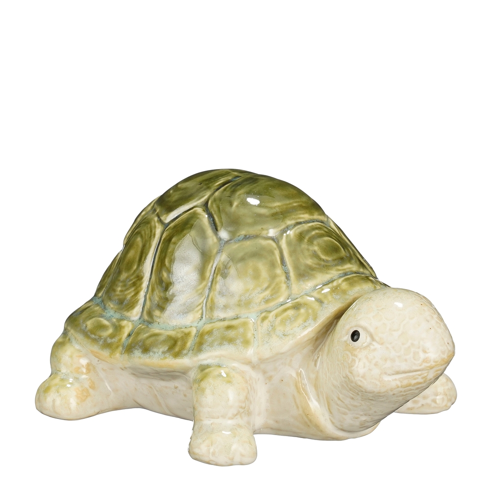Décoration tortue en porcelaine, coloris vert - L.17xl.13xH.8cm