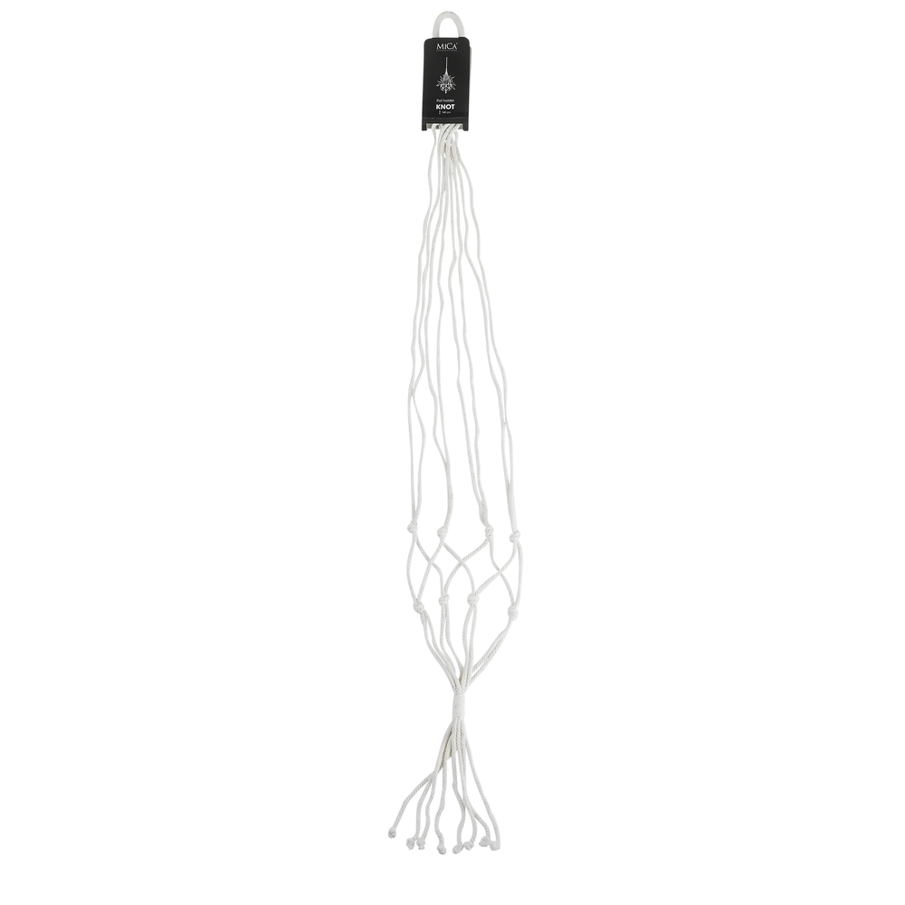 Suspension en macramé pour pot, coloris blanc - H.140xD.15cm