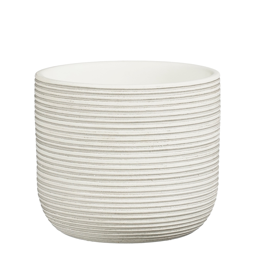 Cache-pot Samuel, en terre cuite, coloris blanc cassé - H.16xD.18cm