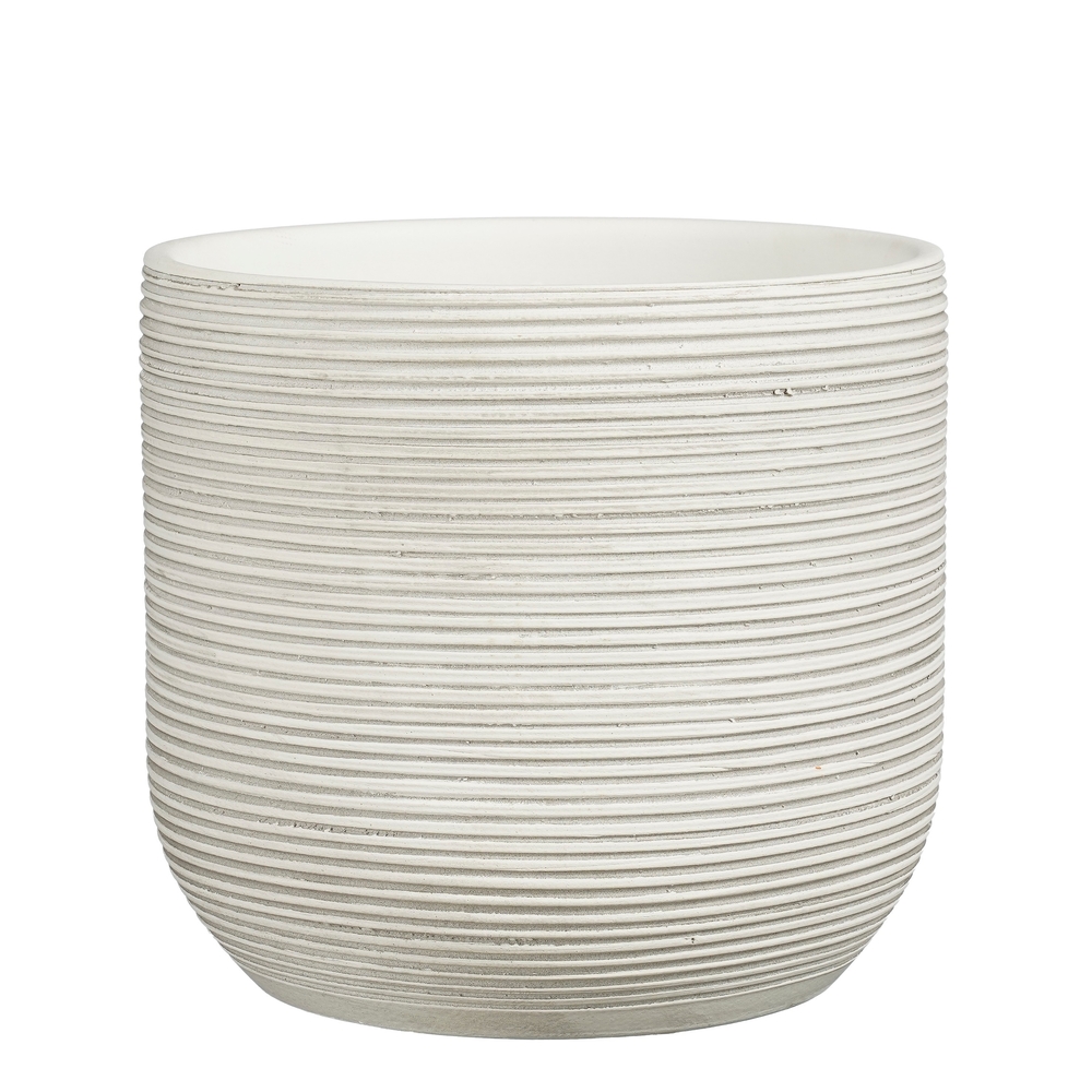 Cache-pot Samuel, en terre cuite, coloris blanc cassé - H.21xD.24cm