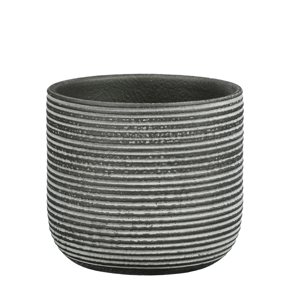 Cache-pot Samuel, en terre cuite, coloris anthracite - H.13xD.15cm