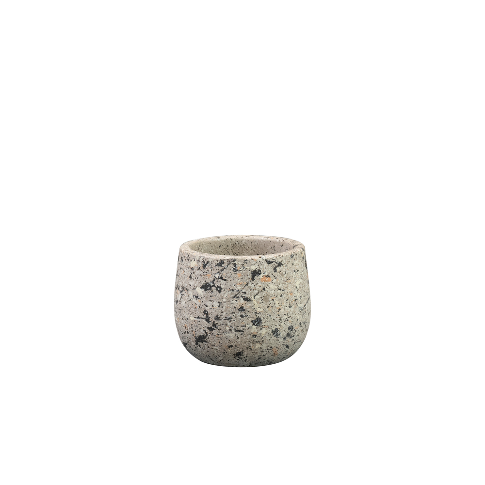 Mini cache-pot Tina en terrazzo, coloris gris - D.8xH.7cm