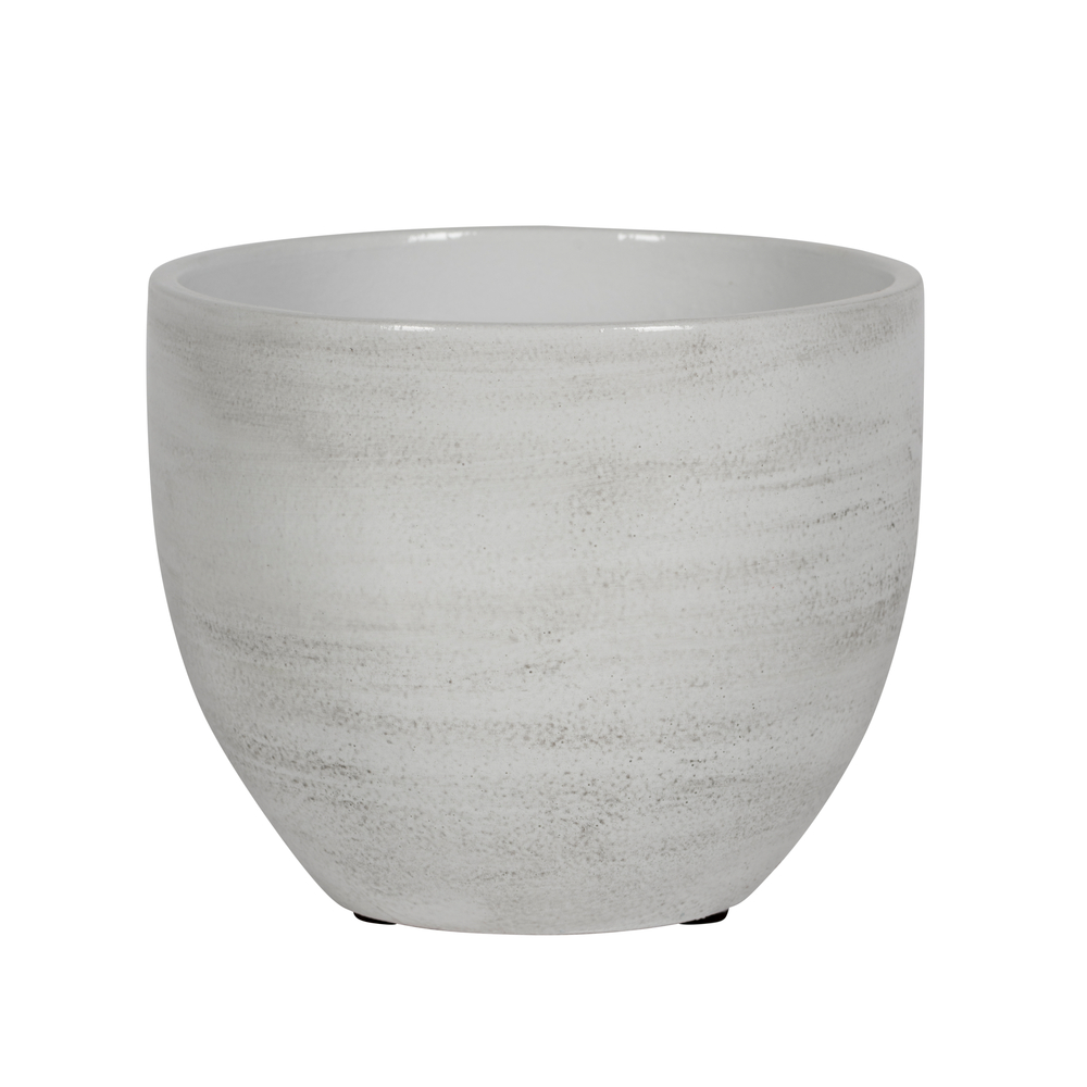 Cache-pot Ferry, en grès, coloris blanc - D.29xH.26cm