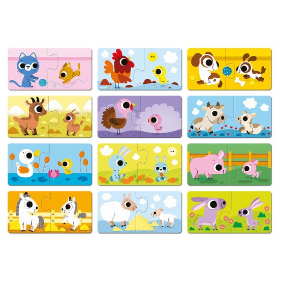 Puzzles 2 pieces parents et bebes animaux