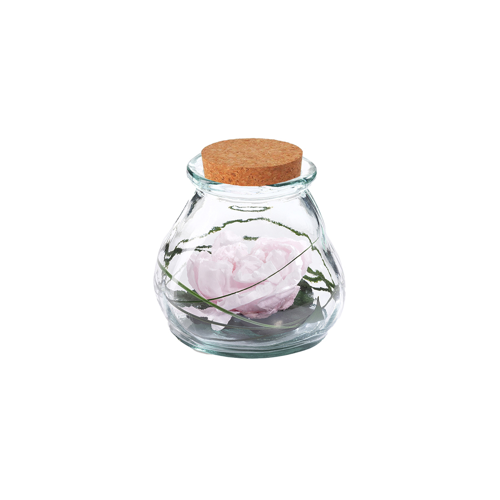 Verrine Samy en verre, pivoine rose stabilisée - taille M