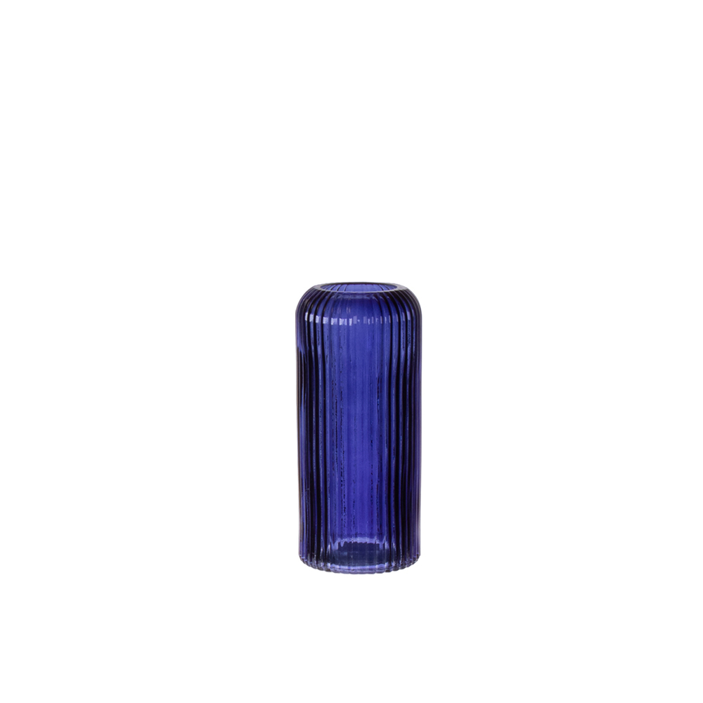 Vase Nora en verre, coloris bleu - D.9xH.20cm