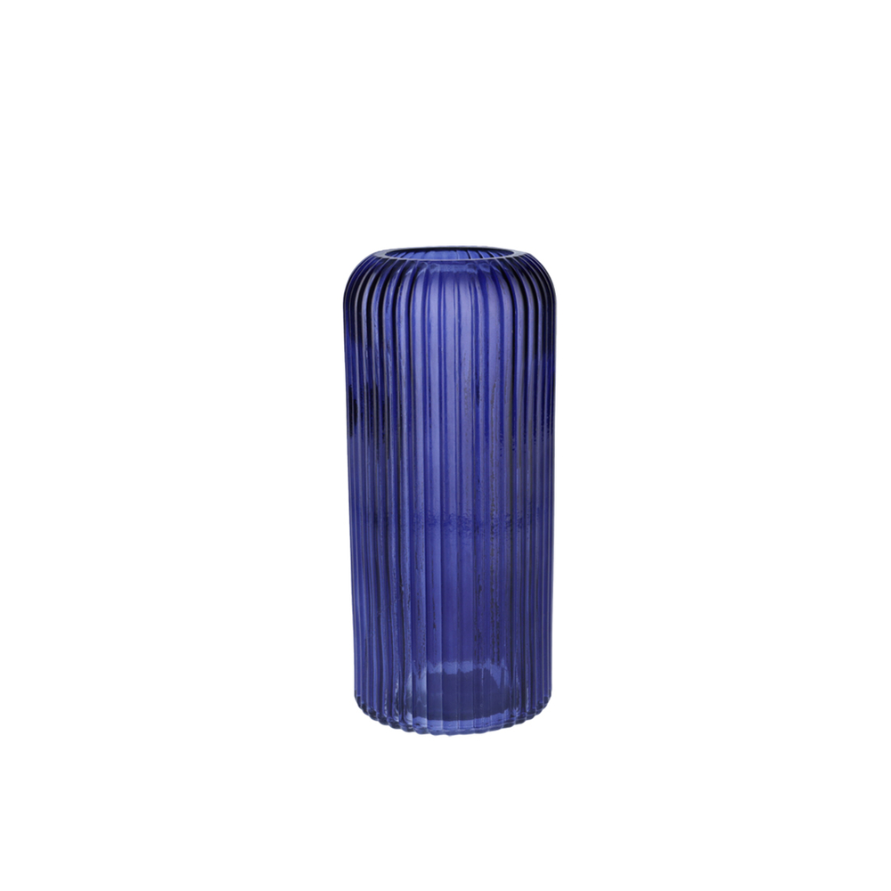 Vase Nora en verre, coloris bleu - D.10xH.25cm