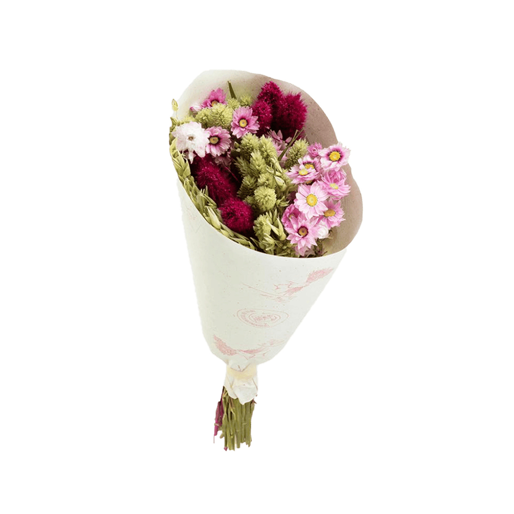 Bouquet de fleurs séchées : Lovely, coloris blanc/rouge - H.50cm