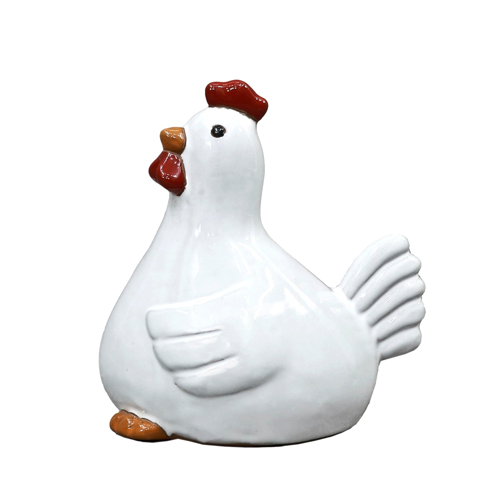 Statue de poule, en céramique - H.18cm