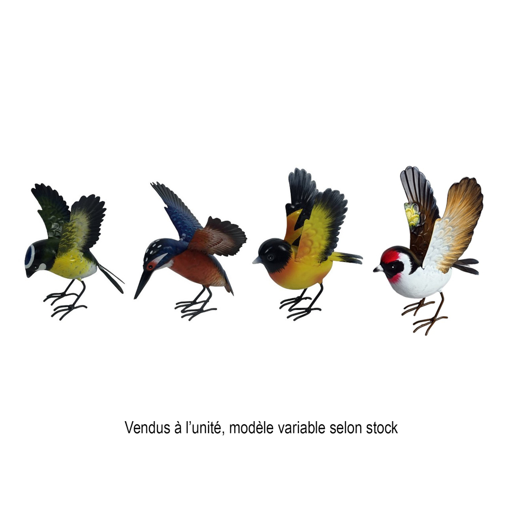 Oiseau en métal ailes déployées, vendu à l'unité - L.12xl.12xH.13cm