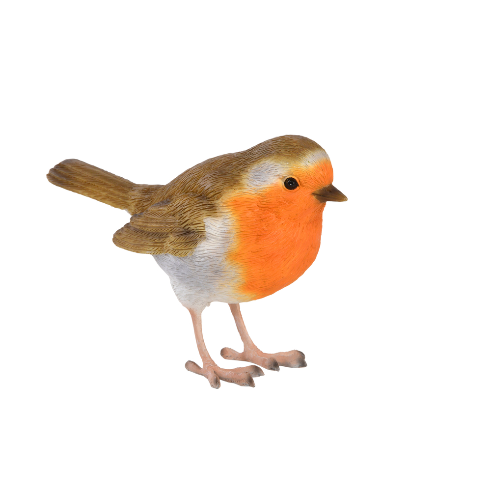 Rouge-gorge en résine - L.11,3xl.5,7xH.8,9cm