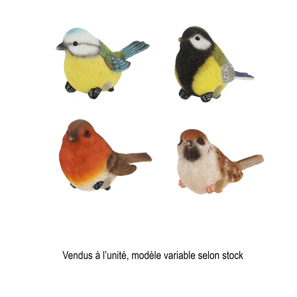 Petit oiseau décoratif en résine, vente à l'unité - 10x4,3x6cm
