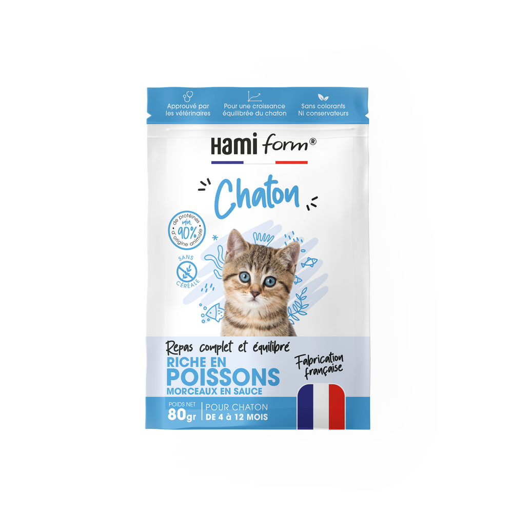 Repas complet au poisson, pour chaton - 80g