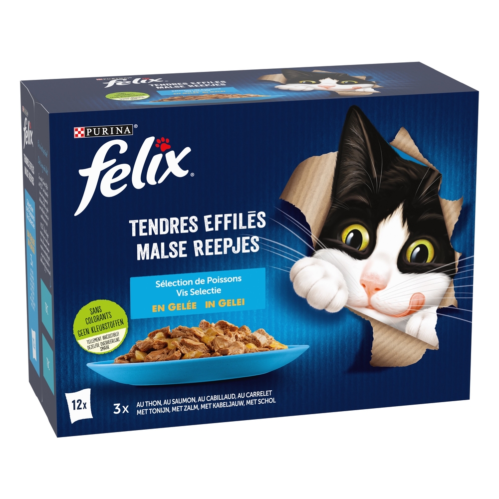 Tendres Effilés Felix, sélection de poissons pour chats - 12x85g