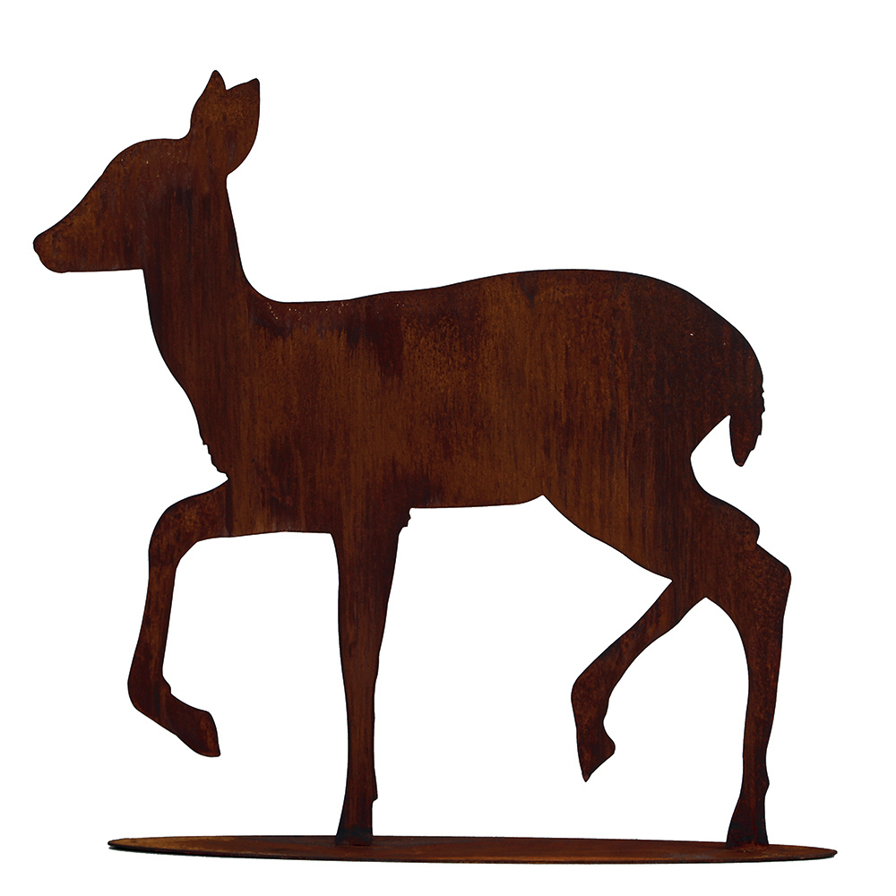 Biche métal rouillé sur socle 100x96cm