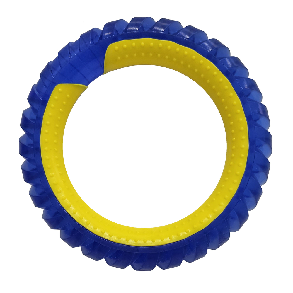 Jouet pour chien : pneu mastik bicolore - H.12,7cm