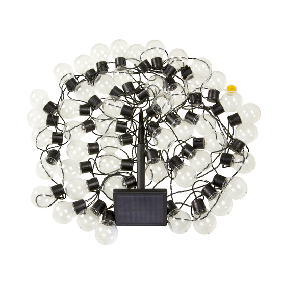 Guirlande solaire LED GloBulb, 20 ampoules, coloris blanc chaud - 10m