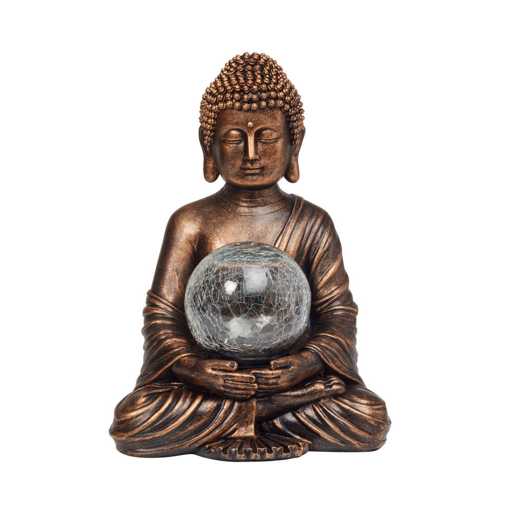 Buddha et globe solaire LED - H.36,5cm