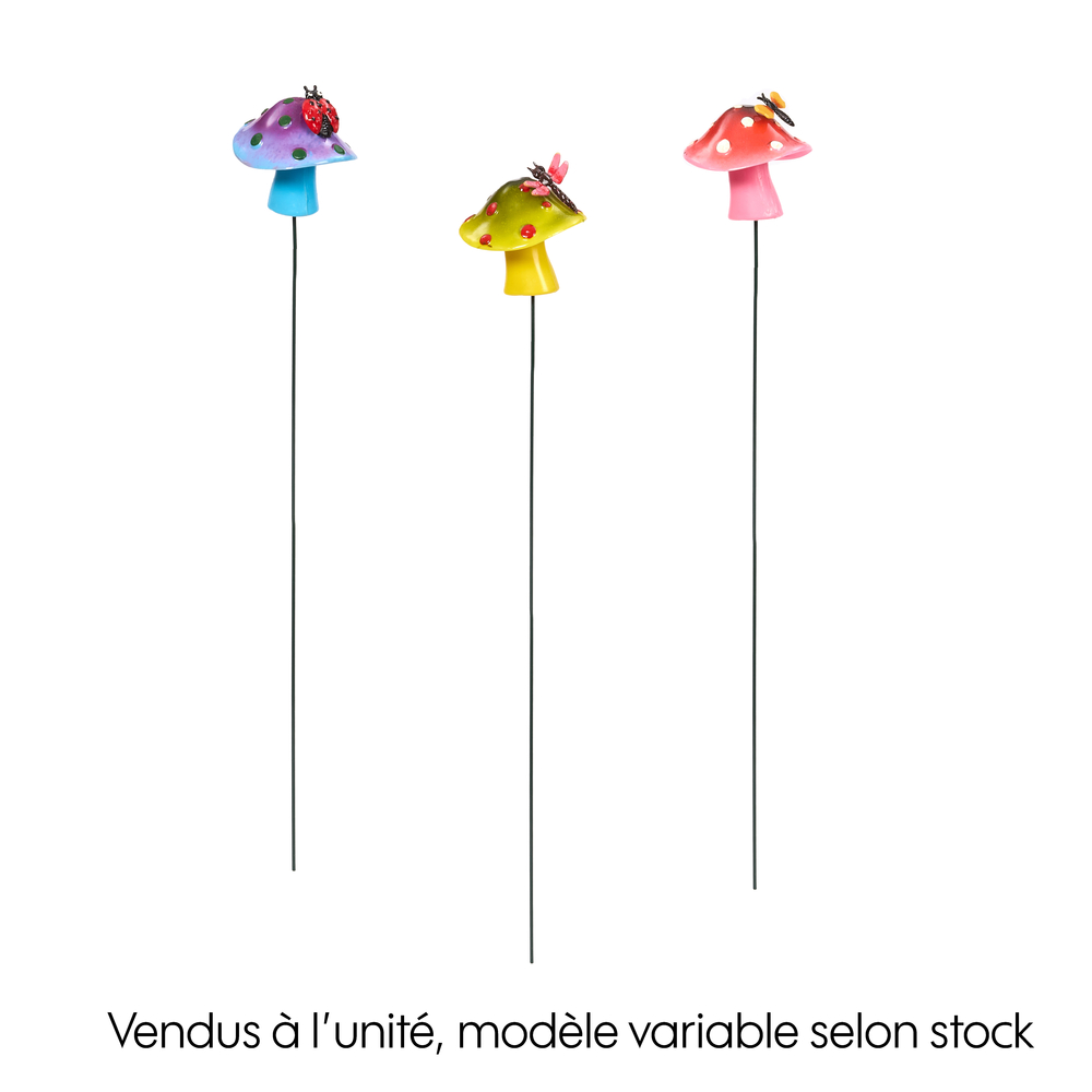 Pique décorative Champignons H.57cm - Plusieurs coloris disponibles