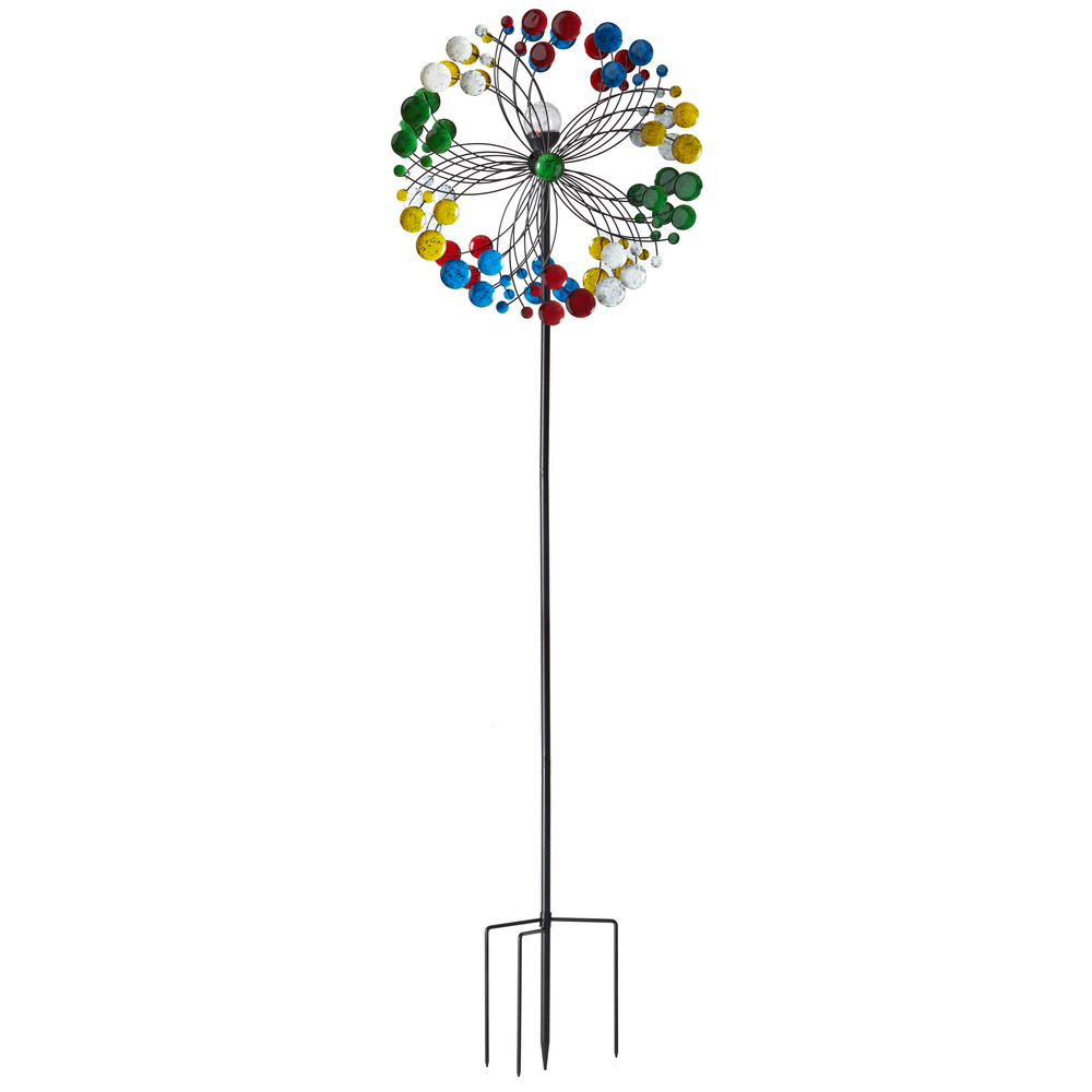Éolienne solaire de jardin à planter : Arlequin - H.213cm