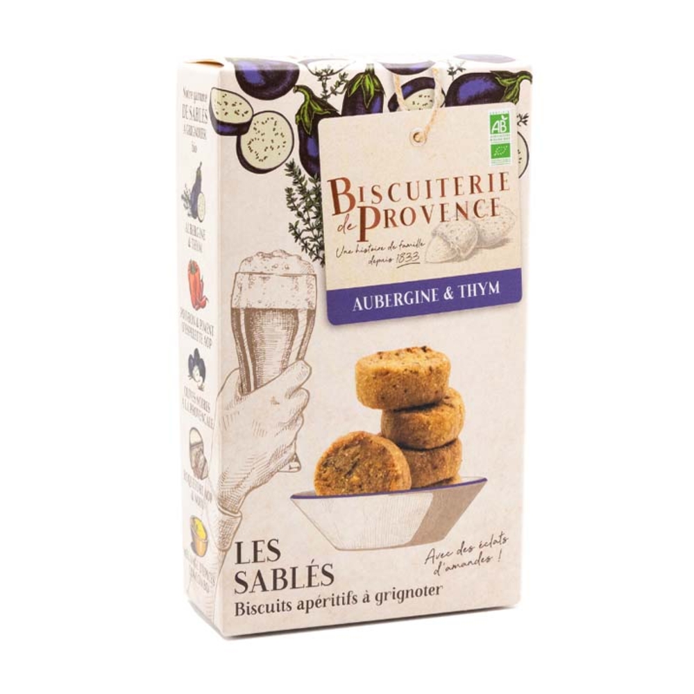Biscuits apéritifs Les sablés, aubergine et thym bio - 90g