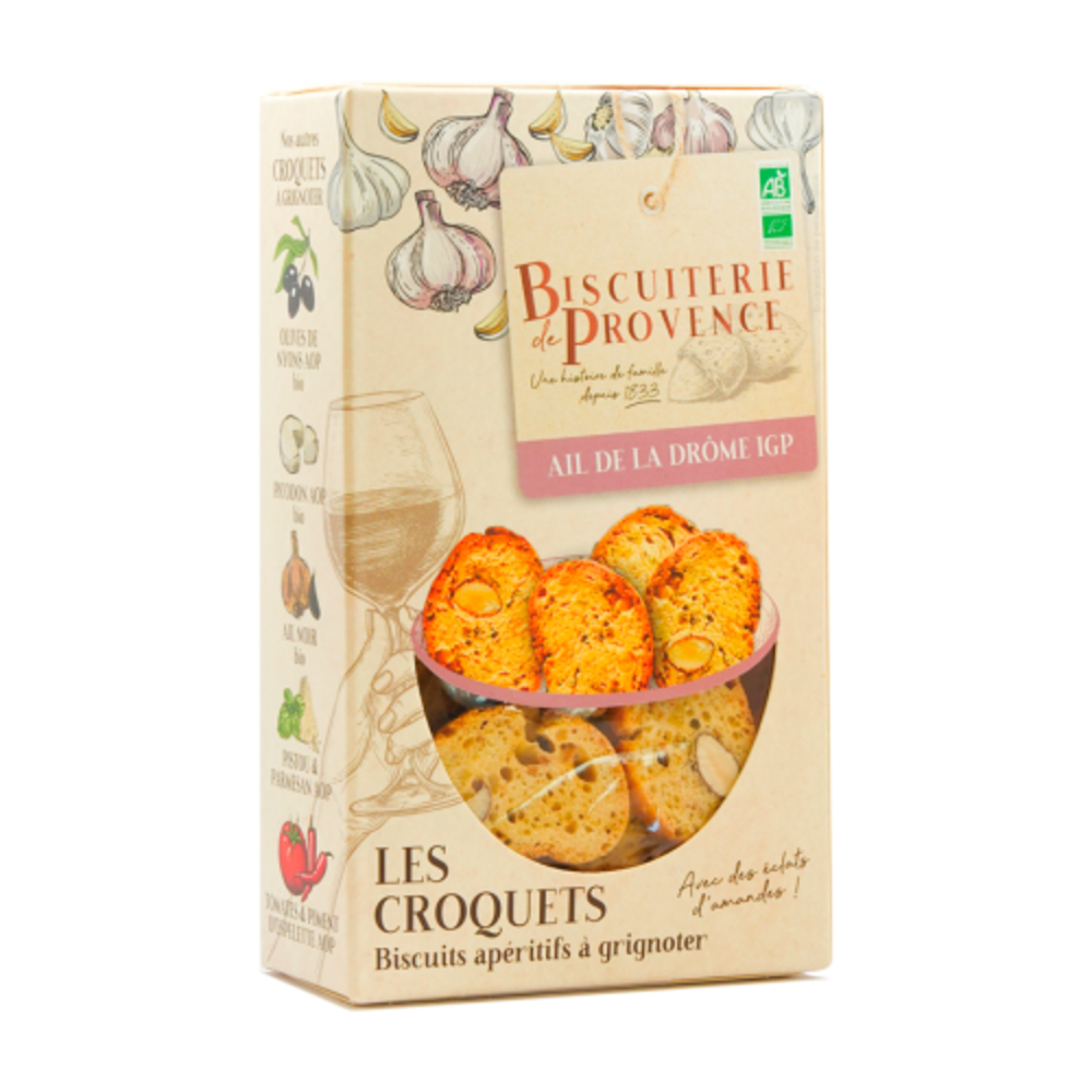 Biscuits apéritifs, les croquets : ail Drôme Bio 90g