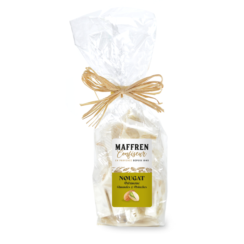Nougat Patrimoine avec amandes et pistaches : sachet 100g