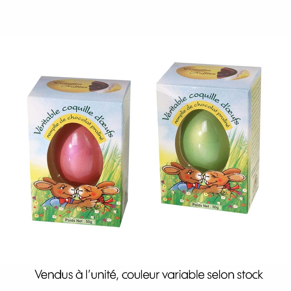 Véritable coquille d'œuf remplie de chocolat praliné - 50g