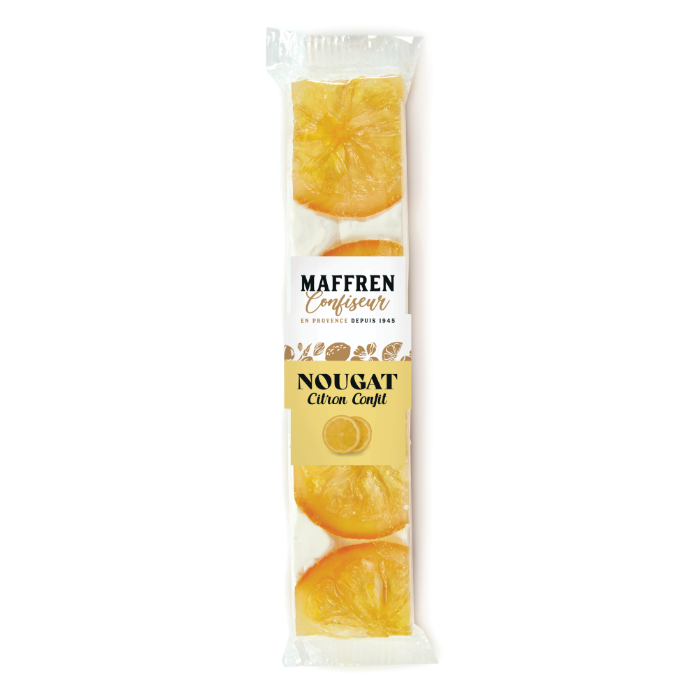 Nougat, citron confit : barre 100g