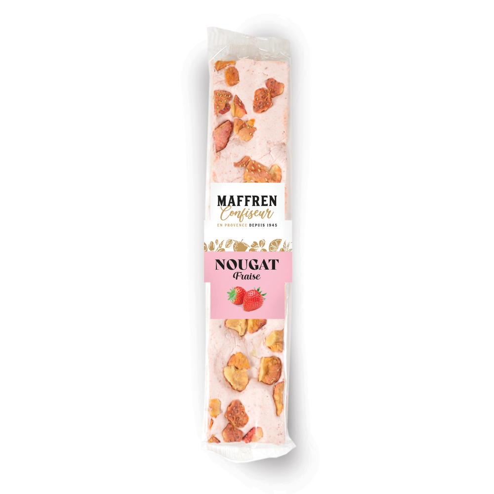 Nougat, fraise : barre 100g