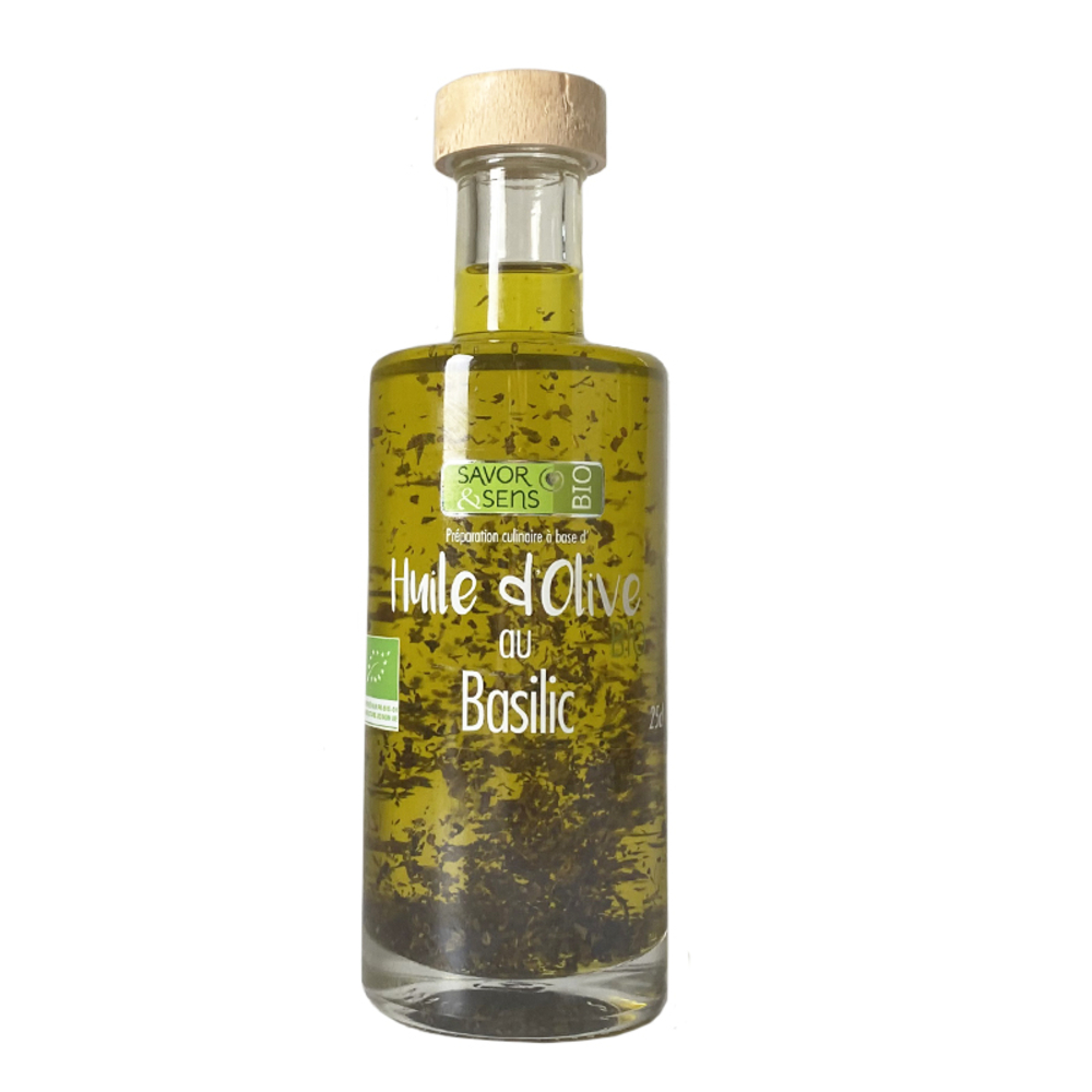 Huile d'olive au basilic bio - 200ml