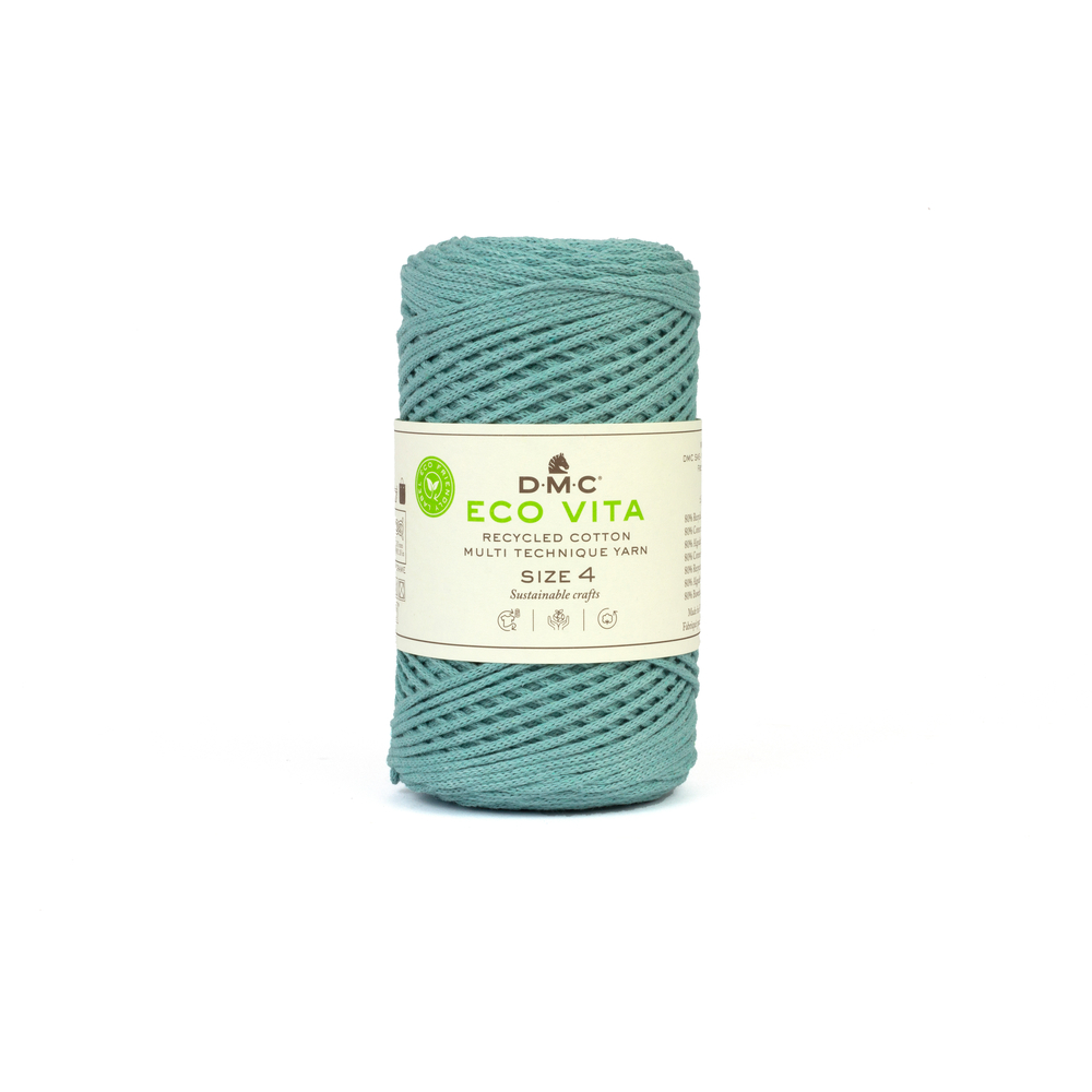 Pelote de fil coton/polyester recyclé vert d'eau 'Eco Vita 4' - 250g