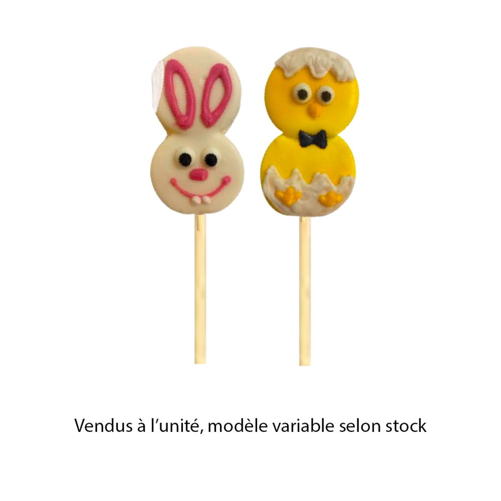 Brochette guimauve/chocolat 30g : Marine la lapine, Marin le poussin