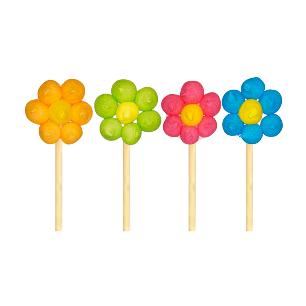 Brochette guimauve en forme de fleur, vendue à l'unité - 65g
