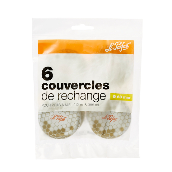 Sachet 6 couvercles miel 63mm