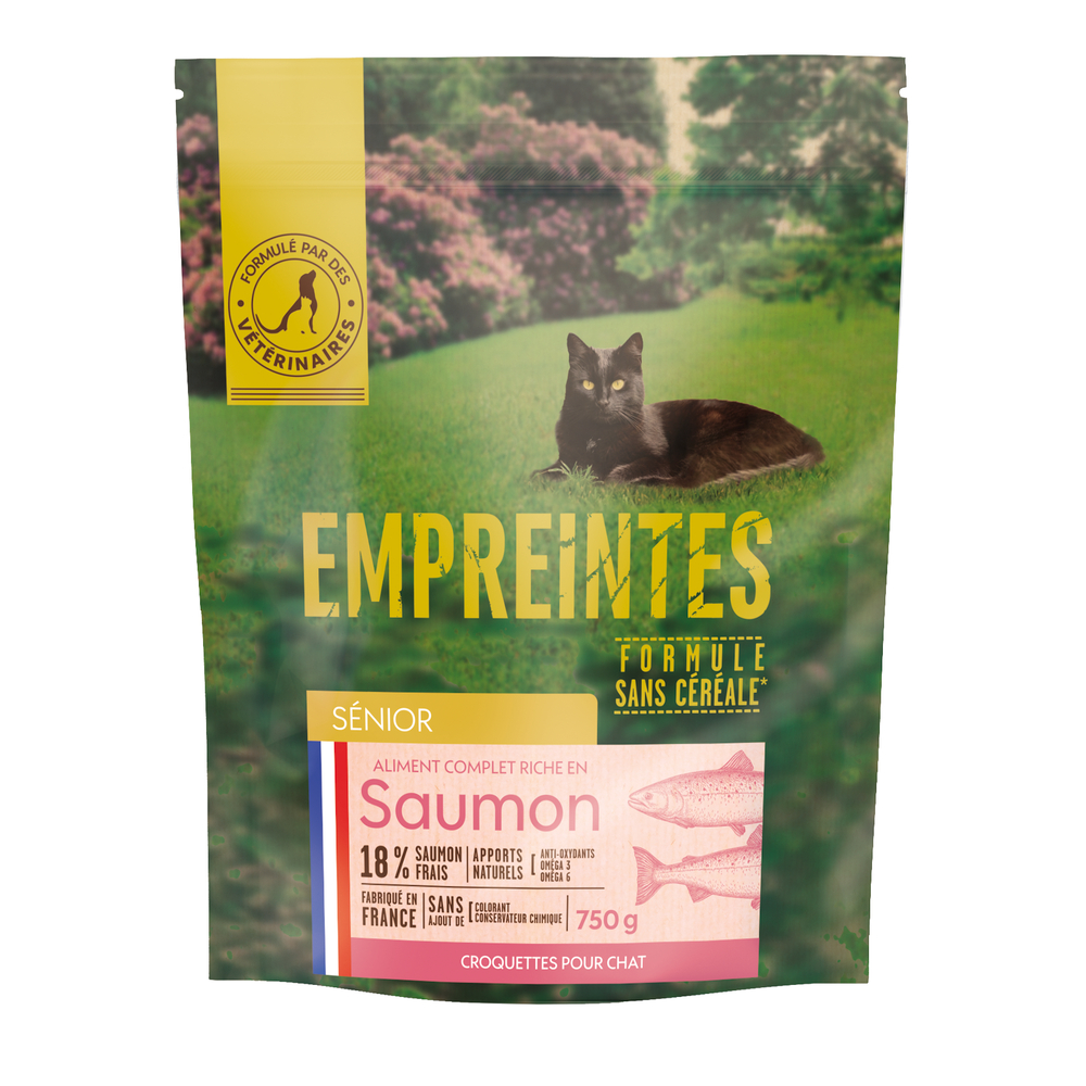 Croquettes au saumon pour chat senior, sans céréales - 750g