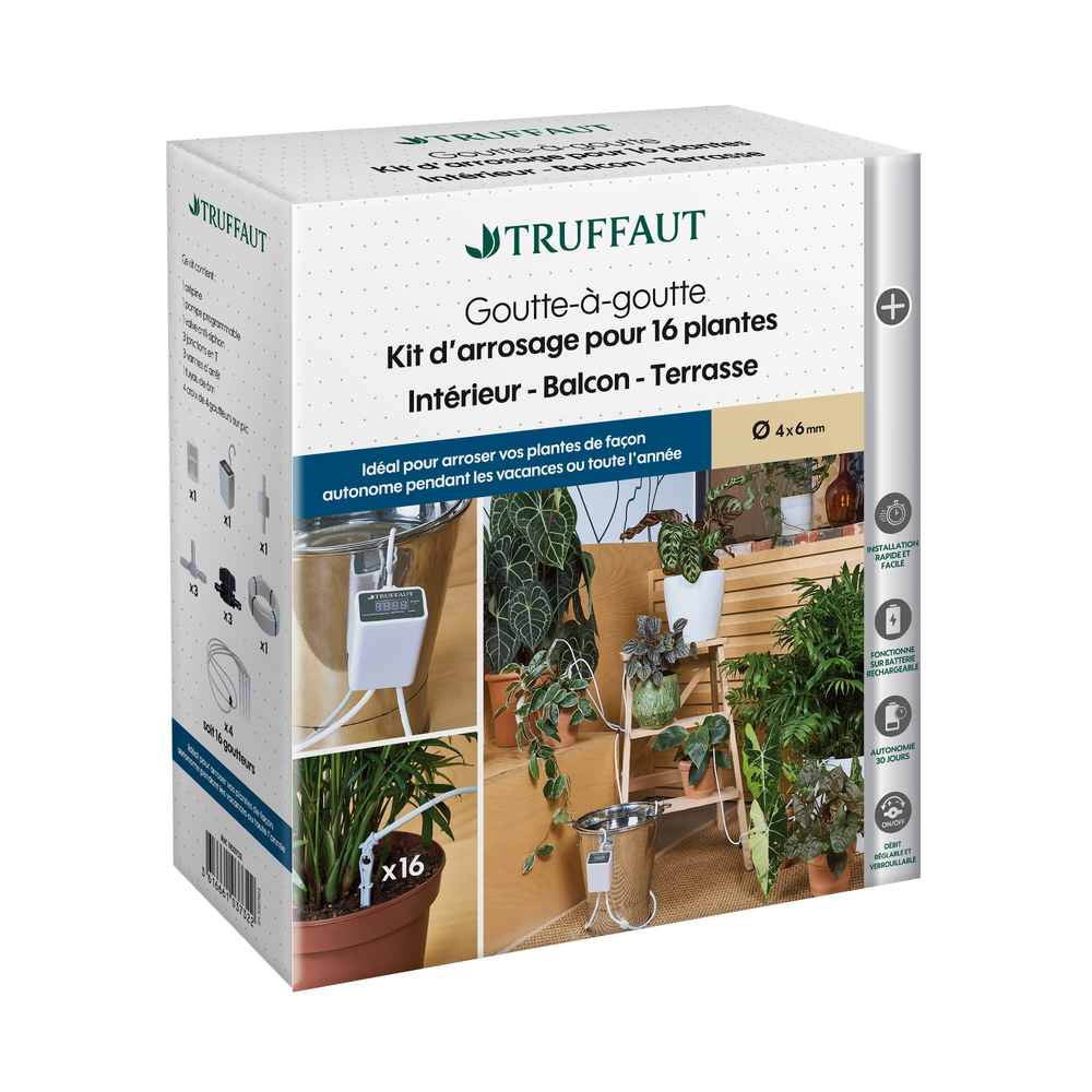 Kit d'arrosage goutte à goutte pour 16 plantes en pots et balconnières