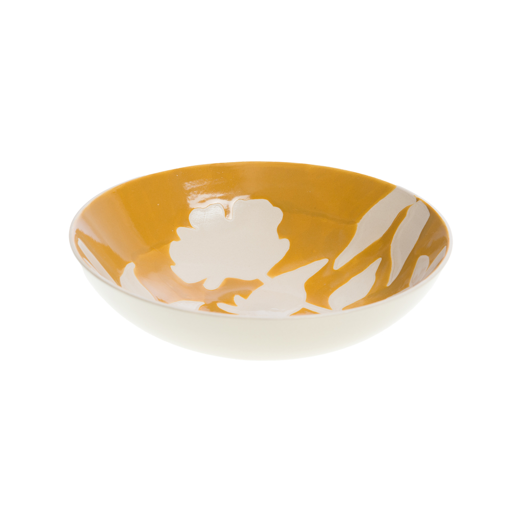 Assiette creuse 'Billie', motif floral jaune - D.19cm