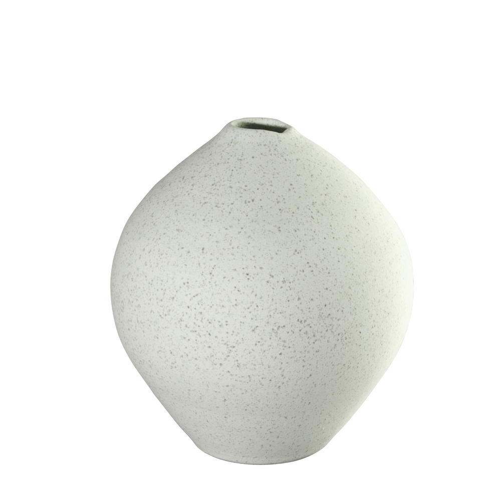 Vase bombé en céramique, coloris blanc - 13,5cm